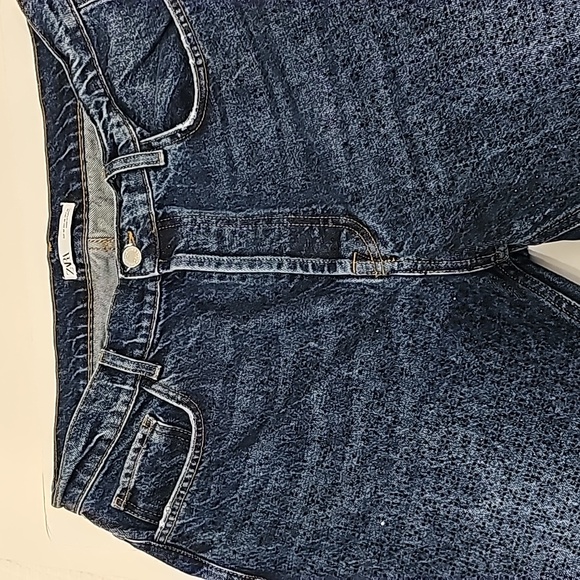 Zara Jeans blue rhinestones distressed 5 pockets, Size 36 button fly Chic - Picture 4 of 11